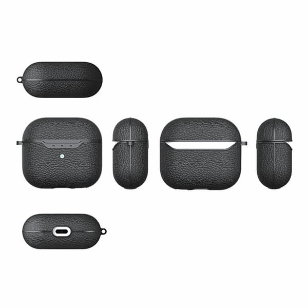 SKALO AirPods 4 Litchi Fodral med Karbinhake - Röd