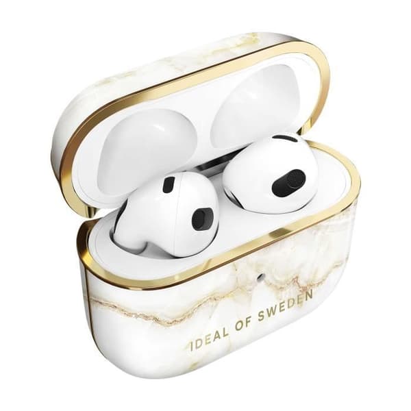 Marbled AirPods 3 Fodral Elegant Golden Pearl Marble iDeal of Sweden White