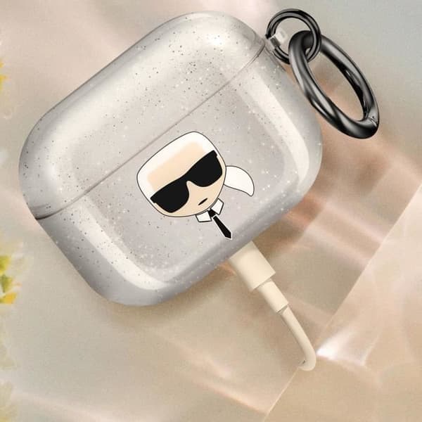 Fodral till AirPods Pro - KARL LAGERFELD - Glitter - Stötsäker - Silver