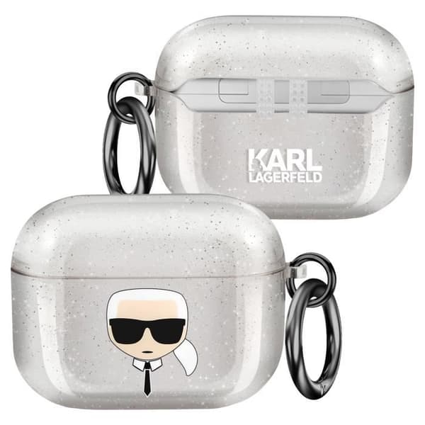 Fodral till AirPods Pro - KARL LAGERFELD - Glitter - Stötsäker - Silver