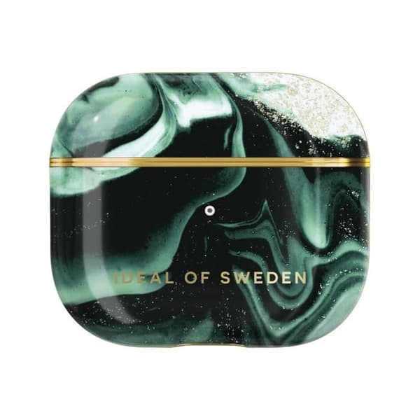Fodral för AirPods 3 - IDEAL OF SWEDEN - Golden Olive Marble - Premium Protection - Mörkgrön
