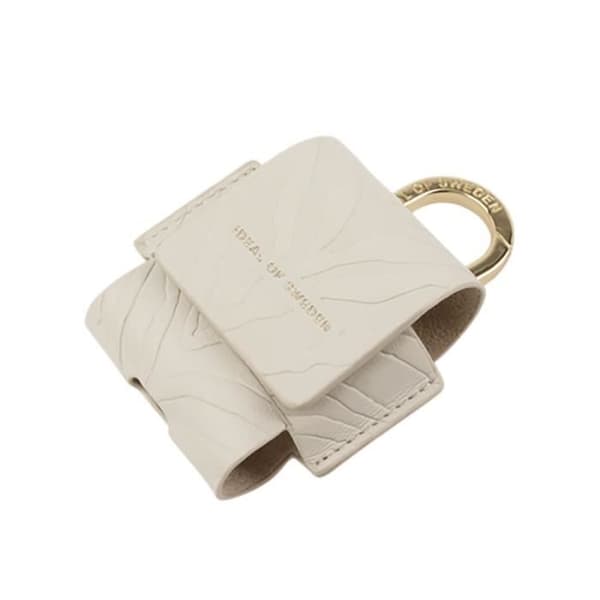 Mini Sac AirPods - IDEAL OF SWEDEN - Modell Flo - Läder - Beige - Zebrastick med Karbinhake