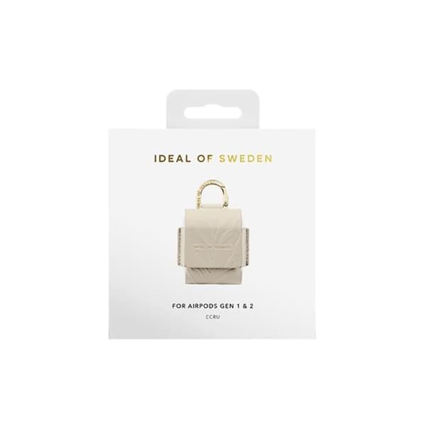 Mini Sac AirPods - IDEAL OF SWEDEN - Modell Flo - Läder - Beige - Zebrastick med Karbinhake