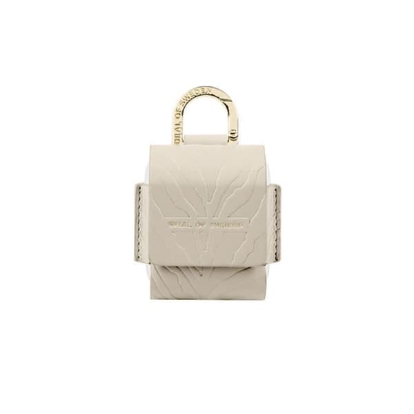 Mini Sac AirPods - IDEAL OF SWEDEN - Modell Flo - Läder - Beige - Zebrastick med Karbinhake