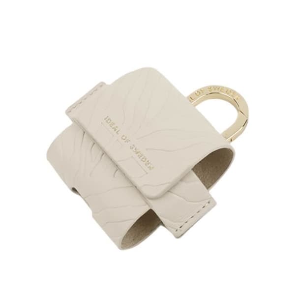 Mini Sac AirPods 3 - IDEAL OF SWEDEN - Modell Flo - Beige Läder - Zebramönster - Karbinhake Inkluderad
