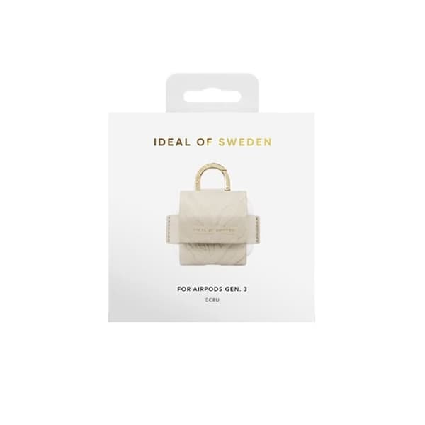 Mini Sac AirPods 3 - IDEAL OF SWEDEN - Modell Flo - Beige Läder - Zebramönster - Karbinhake Inkluderad
