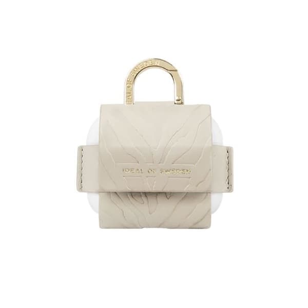 Mini Sac AirPods 3 - IDEAL OF SWEDEN - Modell Flo - Beige Läder - Zebramönster - Karbinhake Inkluderad