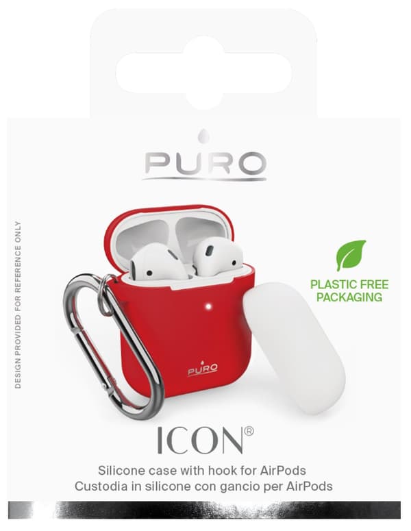 Silicon Case for AirPods 2016/19 w/carabin, Red