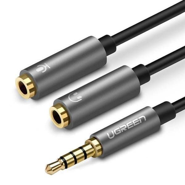 Ugreen - 30619 - 3,5 mm hane till dubbel 3,5 mm headsetdelare för honor (svart)