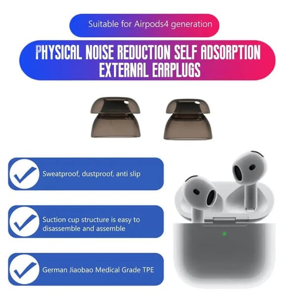 1-pari TPE Korvatyynyt Apple AirPods (Gen4) - L - Musta