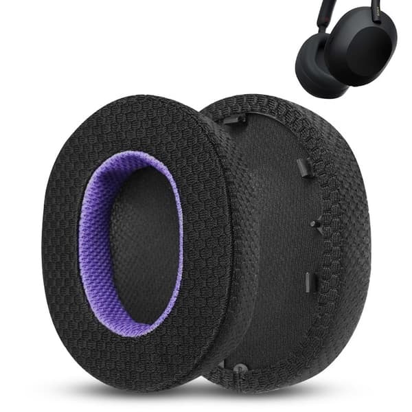 Utskiftbare øreputer for Sony WH-1000XM5 hodetelefoner - Svart/Lilla netting
