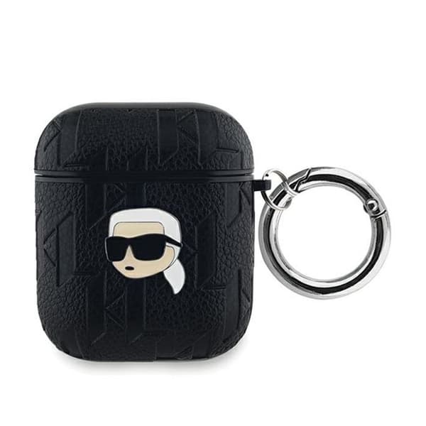 AirPods fodral - Karl Lagerfeld - Monogram Karl Head - Silikon - Svart - 1/2 generation