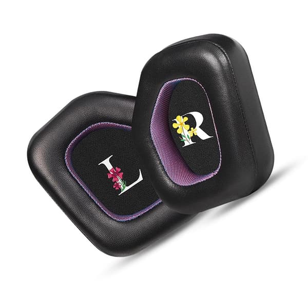 INF Svarta lila öronkuddar i lammskinn - ersättningsöronkuddar (2-pack)