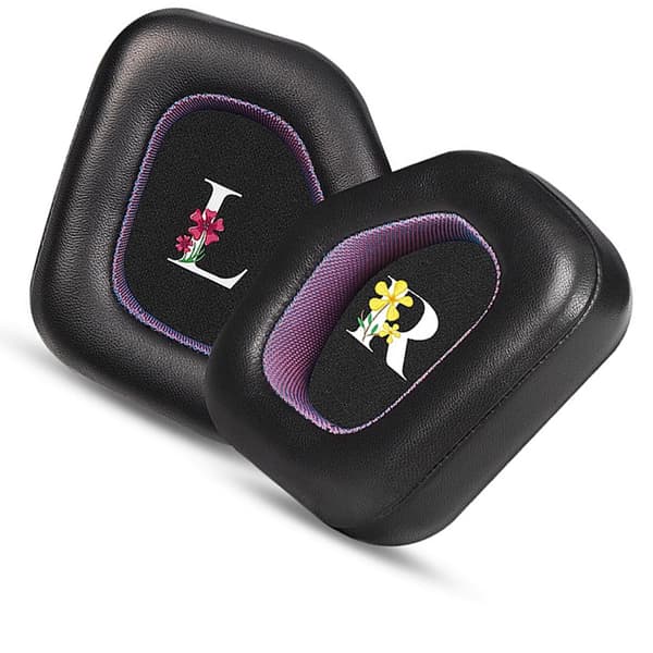 INF Svarta lila öronkuddar i lammskinn - ersättningsöronkuddar (2-pack)