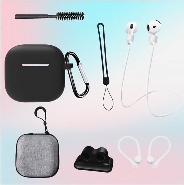 INF AirPods 4. generation ottedelt sæt i sort