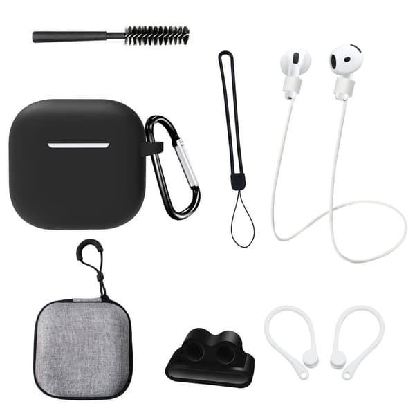 INF AirPods 4. generation ottedelt sæt i sort