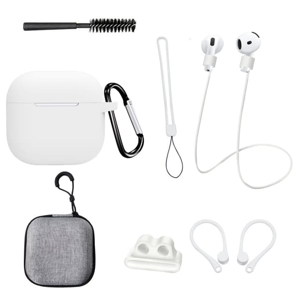 INF AirPods 4. generasjon åttedelt hvitt etui-sett