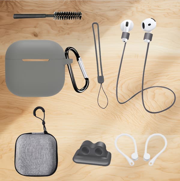 INF AirPods 4. generasjons 8-delers sett i mørkegrå