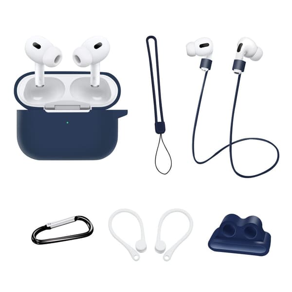 6-delers tilbehørssett til Airpods Pro 2 - Mørkeblå
