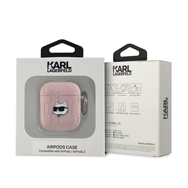 Étui AirPods - Karl Lagerfeld - Monogram Choupette - Silikon - Rosa - 1/2 gen