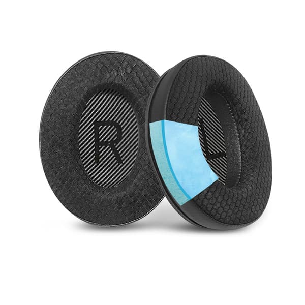 INF Kylande fotbollsnätsöronkuddar för Bose AE2/QC15/QC25-hörlurar Svart