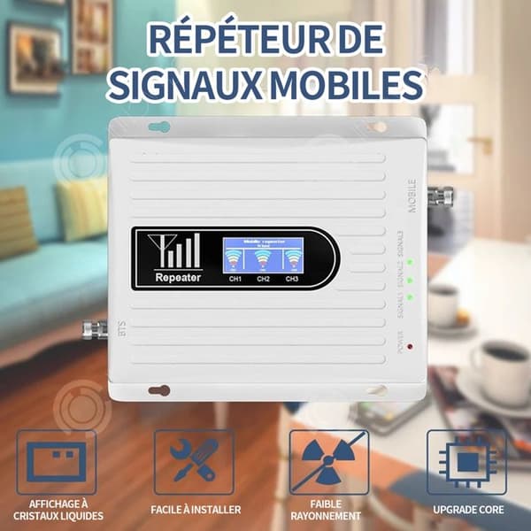 4G 5G Signalförstärkare - INN - 3 Band - LCD Skärm - LPDA Antenn - Vit Färg