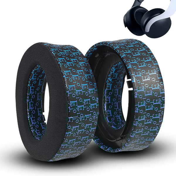 INF Ice-Cool øretelefoncover til SONY PS5 - sort og blå print (2-pak)