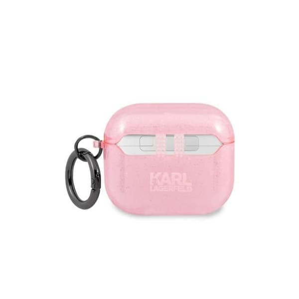 Fodral till Airpods 3 - KARL LAGERFELD - Glitter Chic i högkvalitativ TPU - Rosa