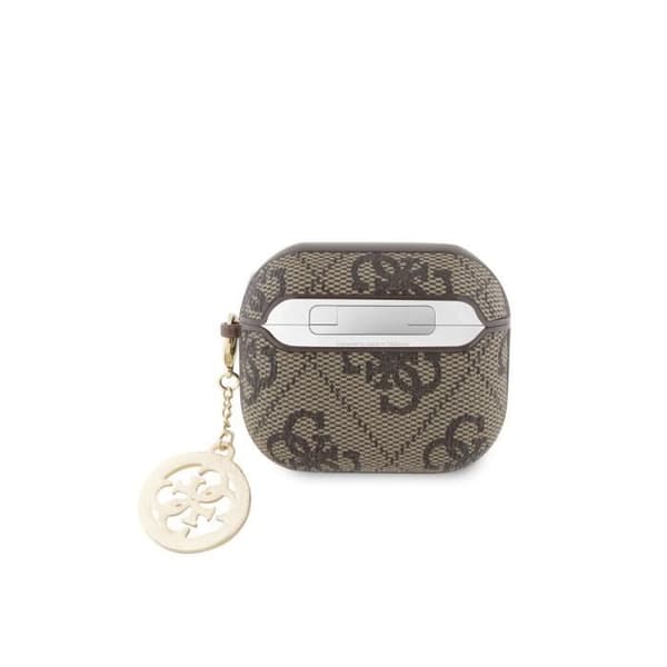 Fodral för Airpods 3 4G Script med glittrande charm prydd med bruna Guess Rhinestones