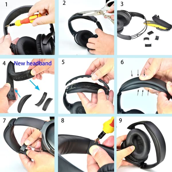 INF Svart Ice-Cool Huvudband för Bose QC35/45 + Skruvmejsel
