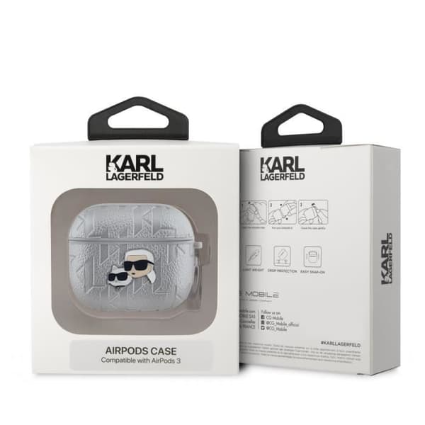 Coque för AirPods 3 med Karl och Choupette Prägling Karl Lagerfeld Silver