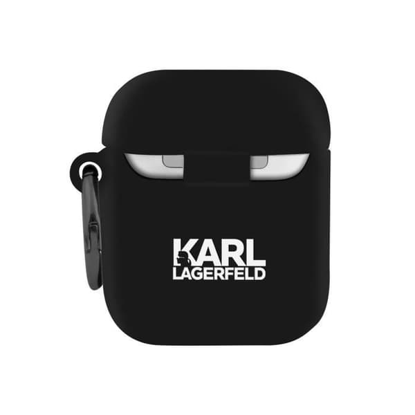 Coque Airpods Silikon Gel Nyckelhållardesign Paris RSG Karl Lagerfeld Svart