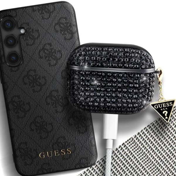 Glittrande Fodral för AirPods 3 med Charm med 4G Triangel Guess-logotyp Svart