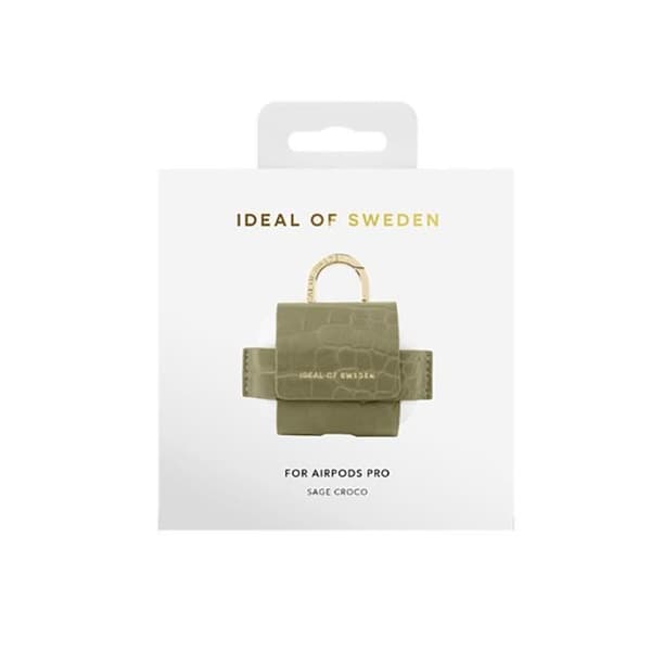 Mini-väska för AirPods Pro 1 / Pro 2 Modell Flo Texturerat Krokodil med Karbinhake IDEAL OF SWEDEN Grön