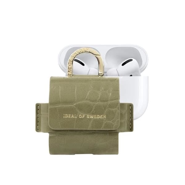 Mini-väska för AirPods Pro 1 / Pro 2 Modell Flo Texturerat Krokodil med Karbinhake IDEAL OF SWEDEN Grön