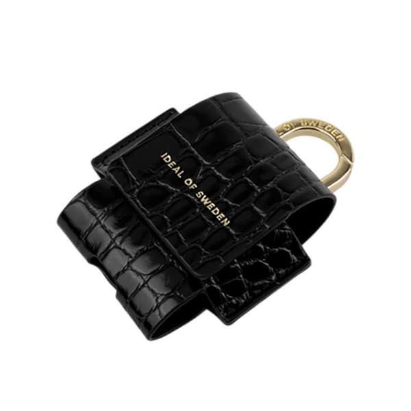 Mini Sac för AirPods 1 / 2 Modell Flo Texturerad Krokodil med Karbinhake IDEAL OF SWEDEN Svart
