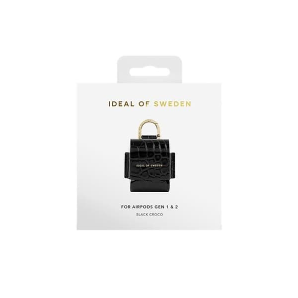 Mini Sac för AirPods 1 / 2 Modell Flo Texturerad Krokodil med Karbinhake IDEAL OF SWEDEN Svart