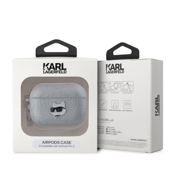 Coque för AirPods Pro 2 Choupette Gaufré Karl Lagerfeld Silver
