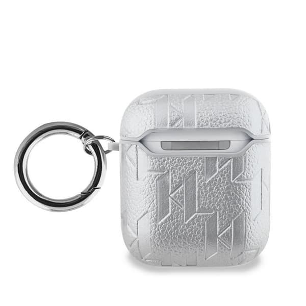 Etui för AirPods 1 / 2 Monogram med Karl Head Prägling Karl Lagerfeld Silver