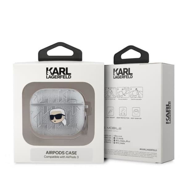 Etui för AirPods 3 Monogram med Karl Head Pr präglat Karl Lagerfeld Silver