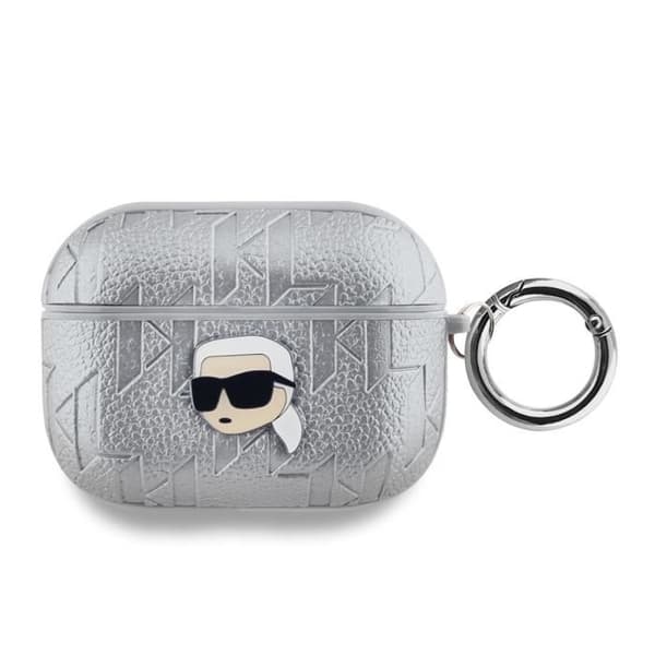 Étui för AirPods Pro Monogram med Karl Head Prägling Karl Lagerfeld Silver