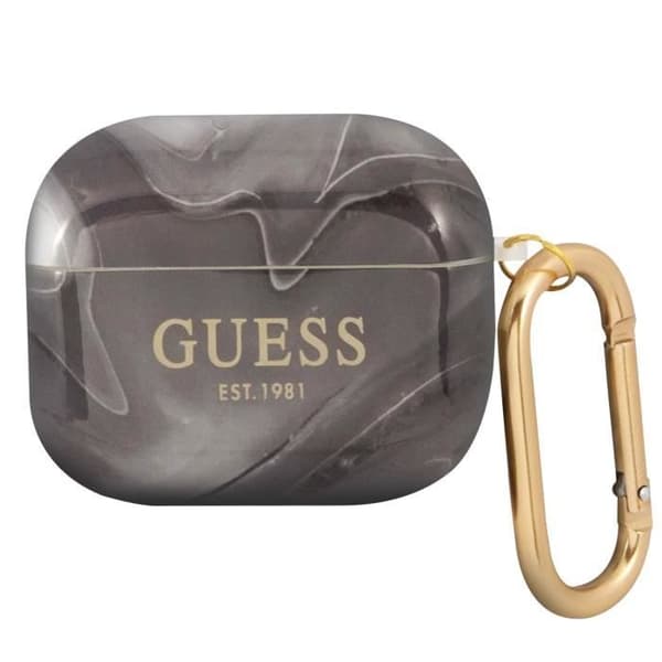 Coque för AirPods 3 Marmor Silikon Hård med Karbinhake Guess Svart
