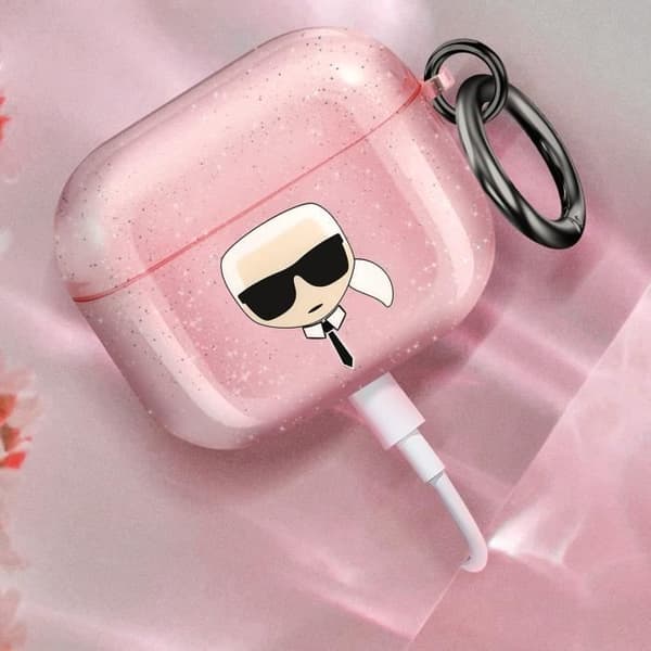 Coque för AirPods 3 Stöttålig Glitter Karl Lagerfeld Rosa