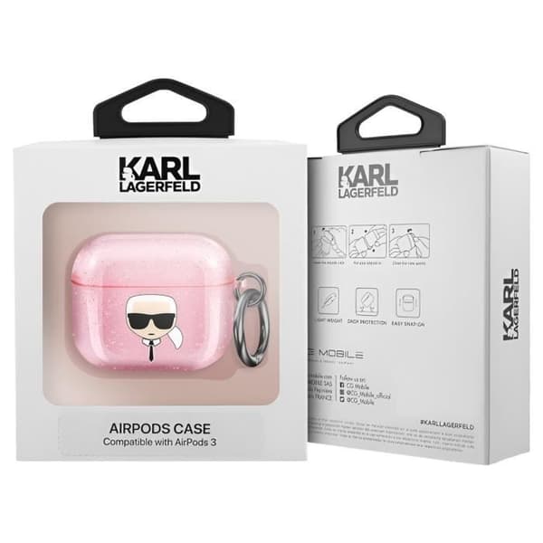 Coque för AirPods 3 Stöttålig Glitter Karl Lagerfeld Rosa