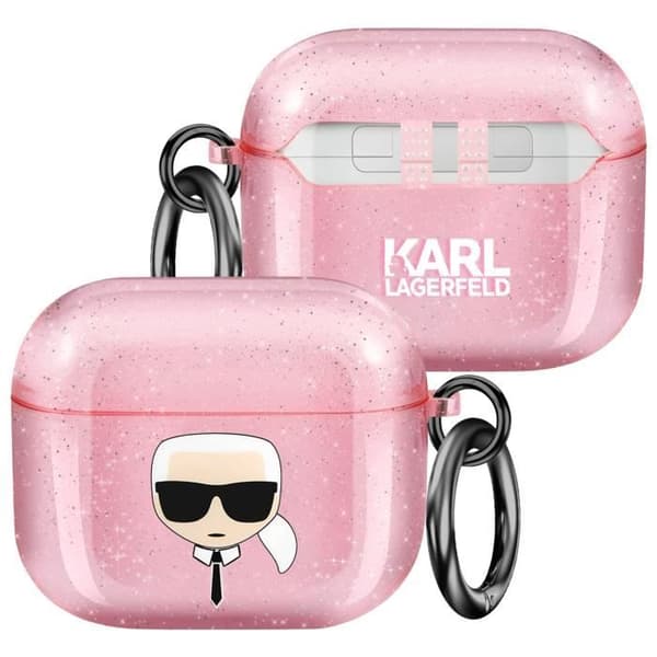 Coque för AirPods 3 Stöttålig Glitter Karl Lagerfeld Rosa