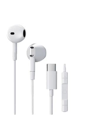 Philips enkla trådbundna hörlurar med typ C, vita, bekväma att bära och med bra ljudkvalitet