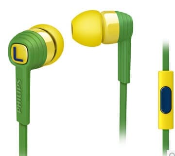 Philips SHE6000 Vibrant Green and Yellow In-Ear-hörlurar, snygg färgmatchning för att njuta av dynamisk musik