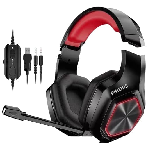 Philips professionella spelheadset med fjärrkontroll och mikrofon
