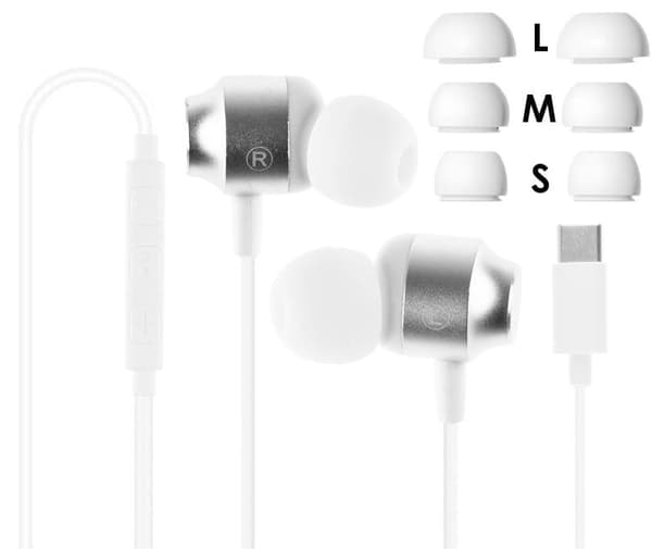 MAG-C Airbass -langalliset nappikuulokkeet USB Type-C -liitännällä (valkoiset)
