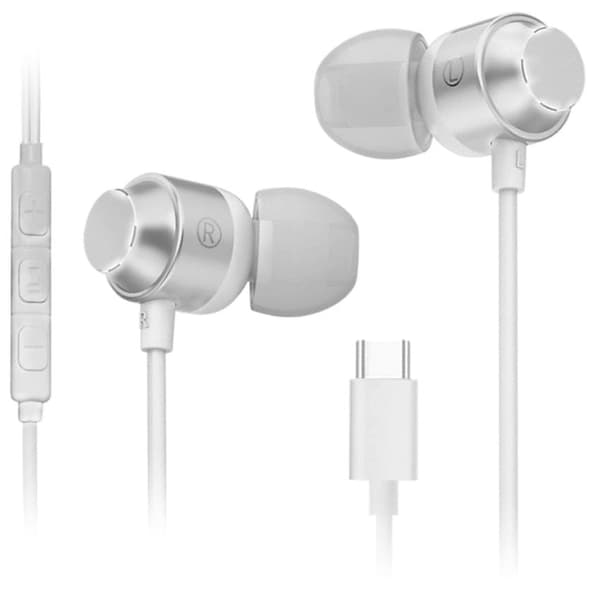 MAG-C Airbass -langalliset nappikuulokkeet USB Type-C -liitännällä (valkoiset)